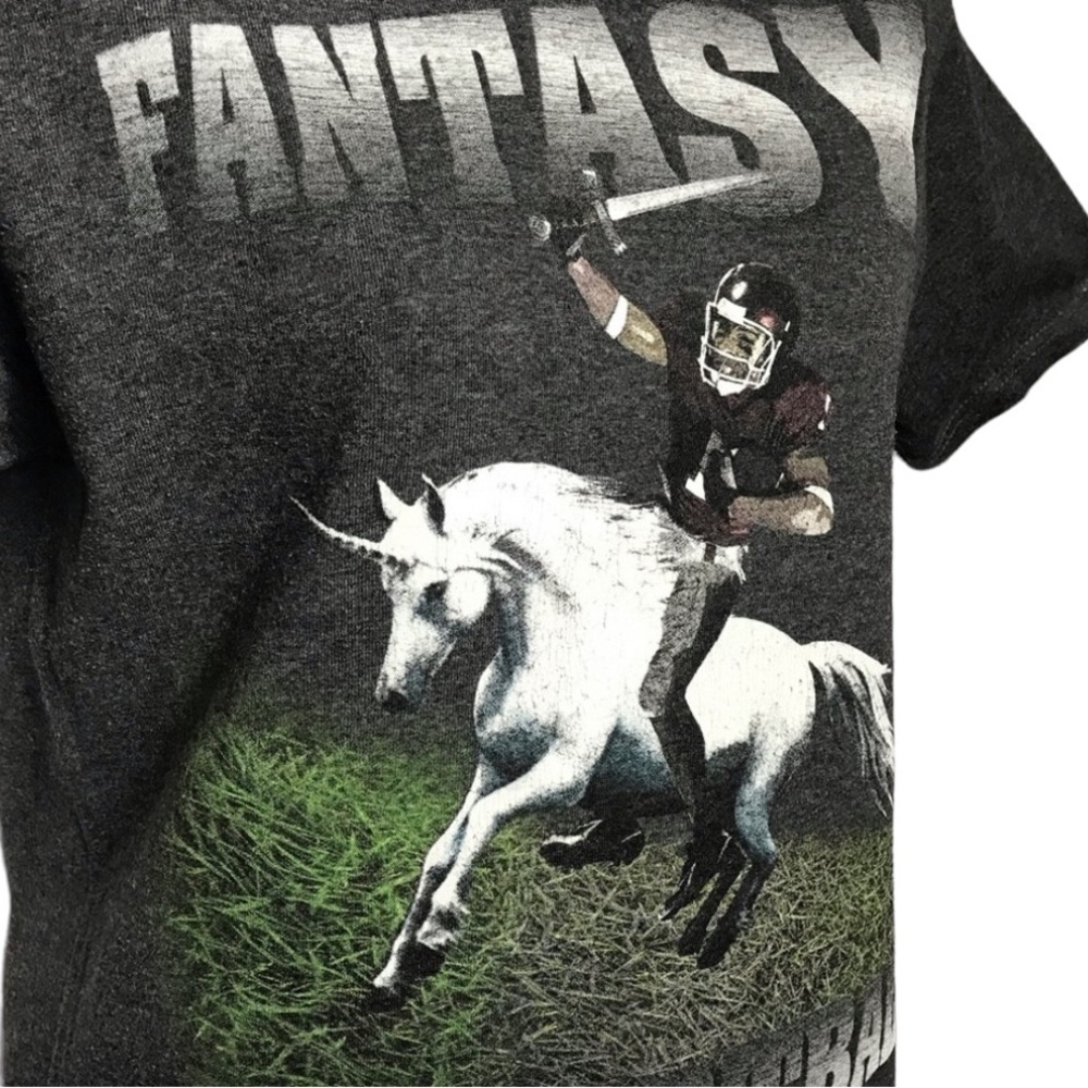 🦄Fantasy Football Gray Shirt Unicorn Graphic Top - Picture 4 of 9